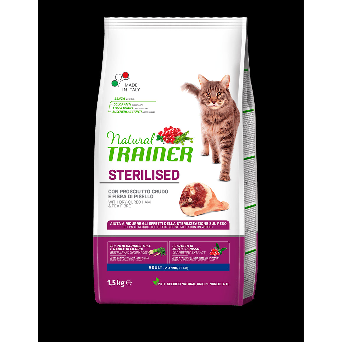 Natural Trainer Sterilised con Prosciutto Crudo 300g - Gatti Adulti Sterilizzati Natural Trainer Sterilised con Prosciutto Crudo 300g - Gatti Adulti Sterilizzati